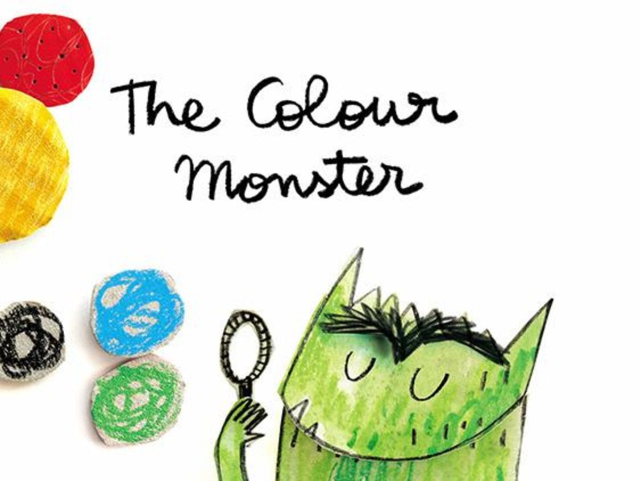 A green monster blows colourful bubbles