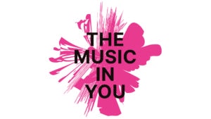 An explosion of pink with the text 'The Music In You'