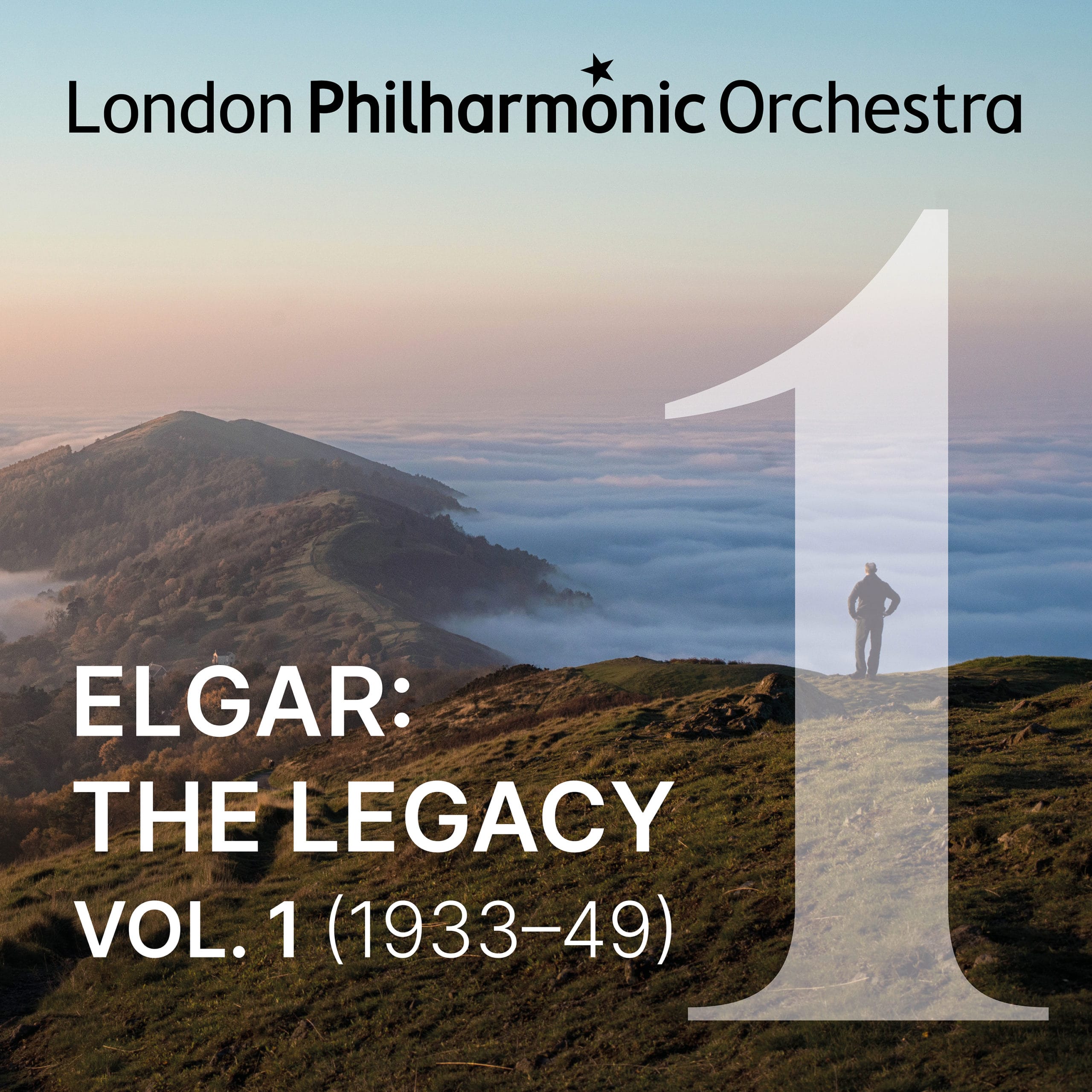 Elgar: The Legacy (Vol. 2) Cover image featuring a solitary man looking down the Malvern Hills. Foggy landscape.