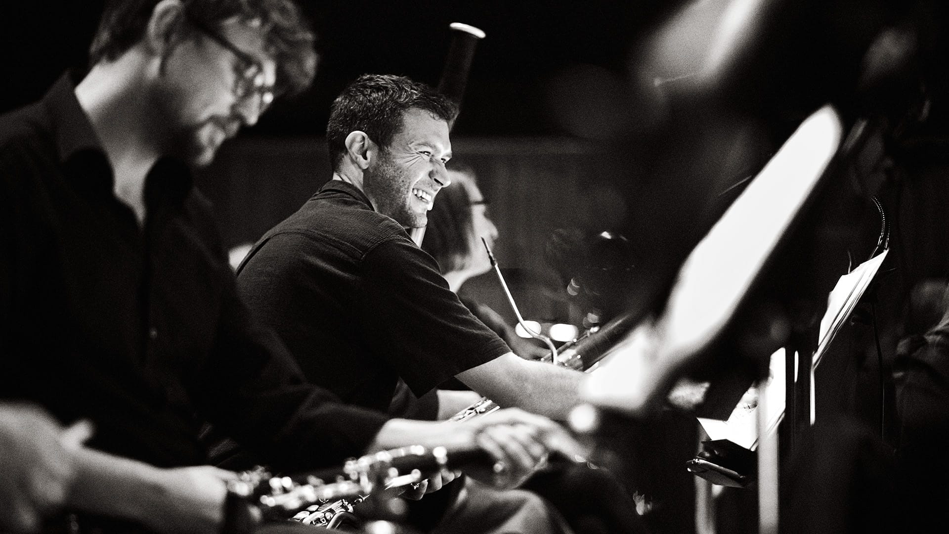 LPO bassoonist smiling in rehearsals