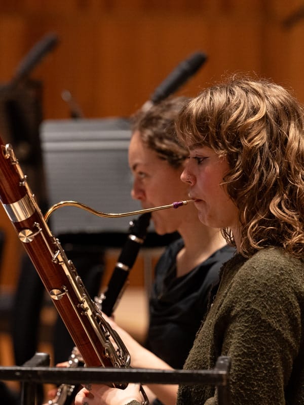 LPO Future First playing the bassoon on the Royal Festival Hall stage.
